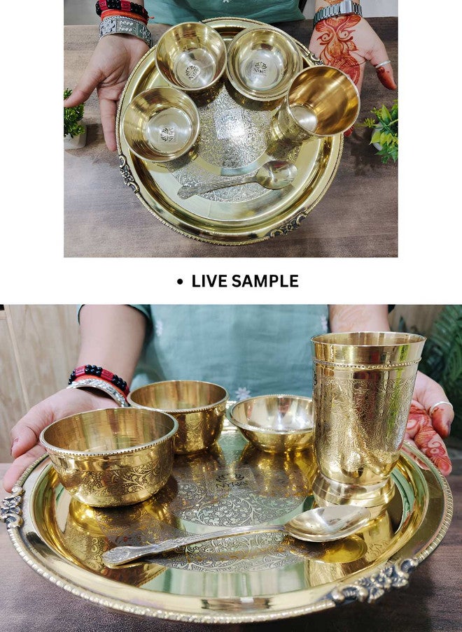 Nyra Kitchenware Traditional Bronze Floral Brass Dishwasher Safe 6 Piece Dinner Set - Image 5